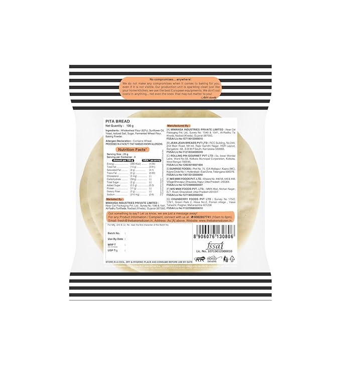 THE BREAD CRAFT PITA BREAD PACK OF 4 210 GM - SuperMarcheStore