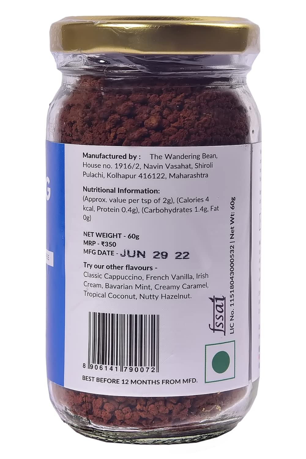 THE WANDERING BEAN BAVARIAN MINT COFFEE 60 GM - SuperMarcheStore
