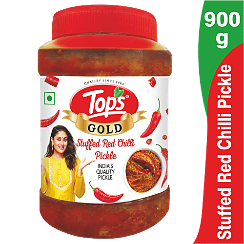 TOPS GOLD STUFFED RED CHILLI PICKLE 900 GM - SuperMarcheStore