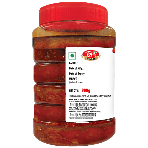 TOPS GOLD STUFFED RED CHILLI PICKLE 900 GM - SuperMarcheStore