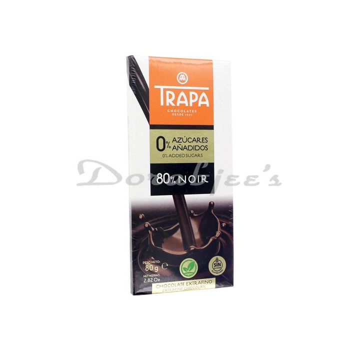 TRAPA BAR 0% SUGAR - NOIR 80% 80GR - SuperMarcheStore