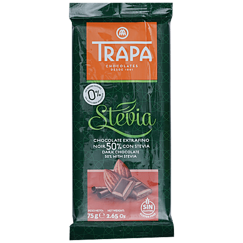 TRAPA STEVIA BAR MILK CHOCOLATE - HAZELNUT 75G - SuperMarcheStore