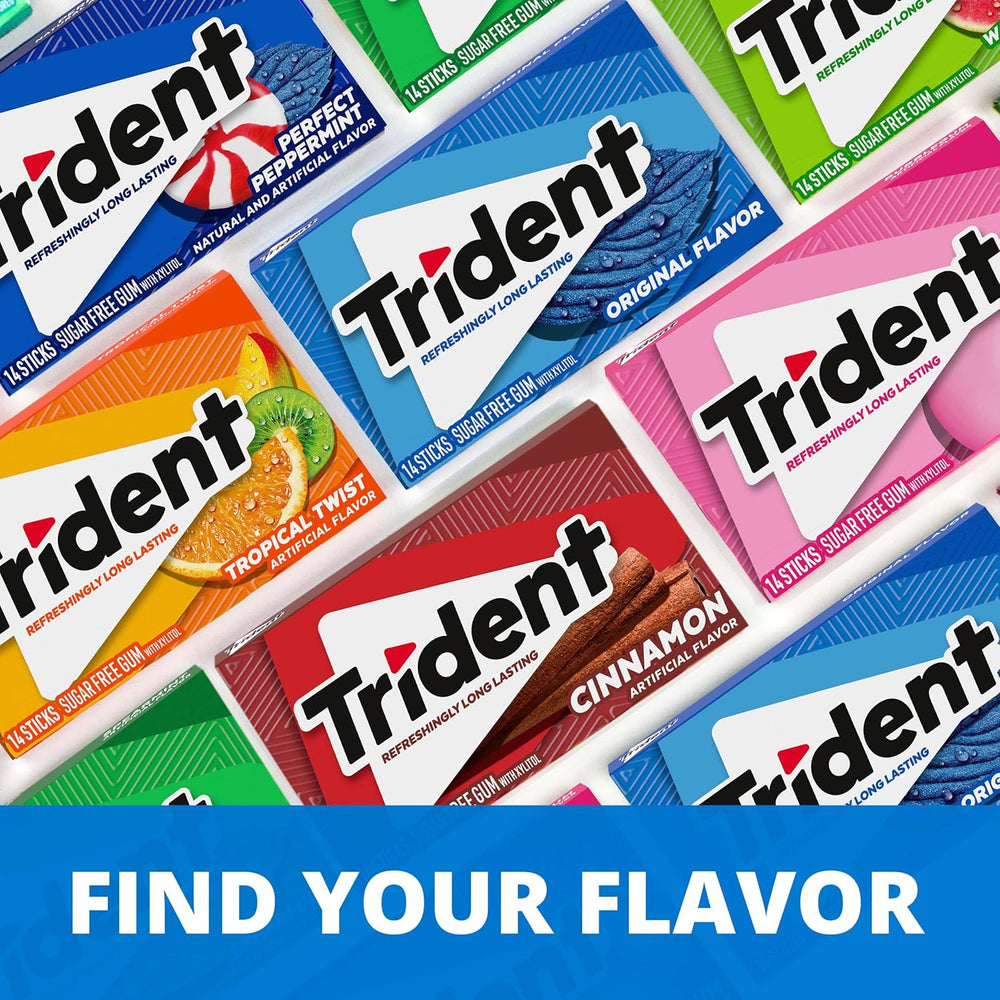 TRIDENT SUGAR FREE GUM WITH XYLITOL BUBBLEGUM 14N - SuperMarcheStore