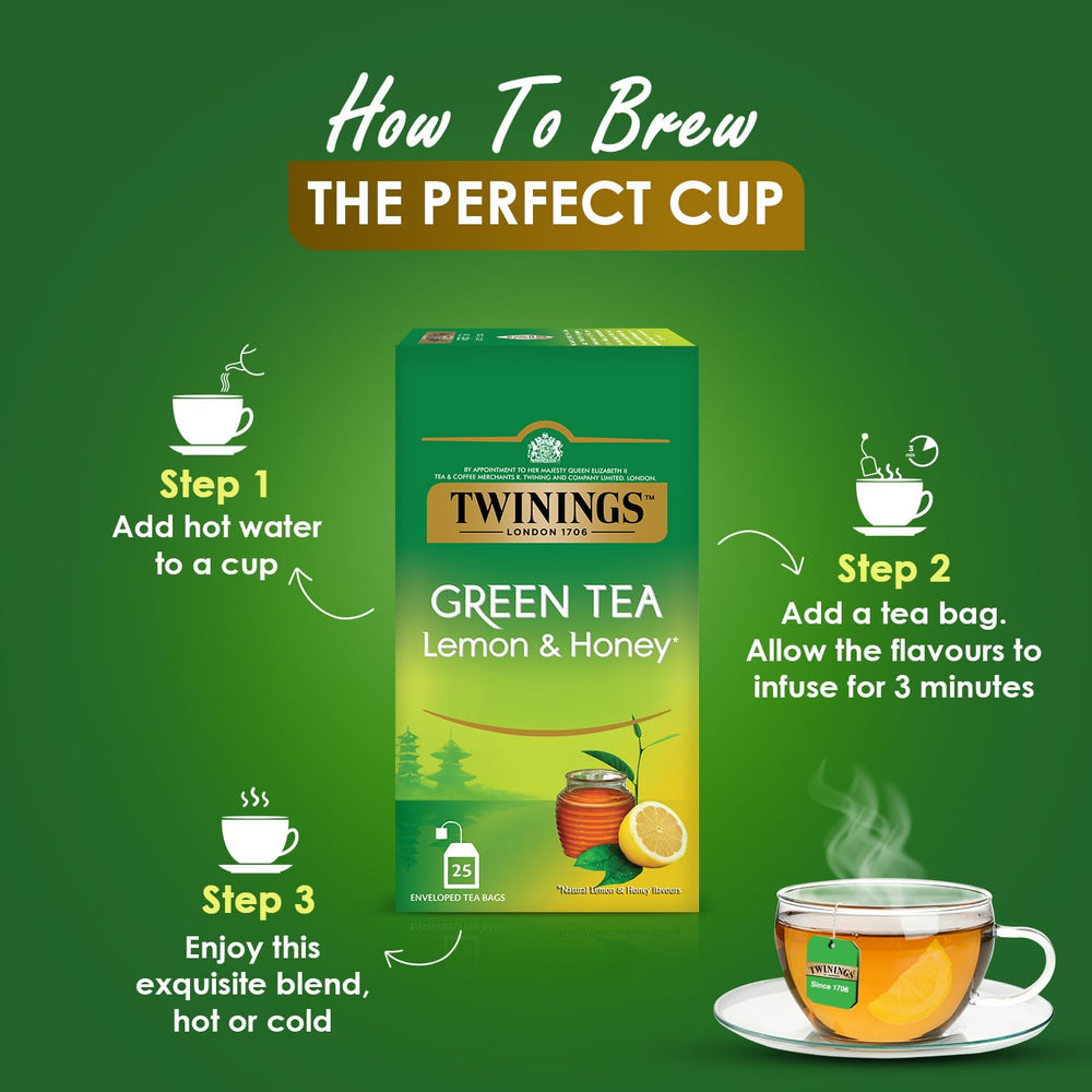 TWININGS GREEN TEA LEMON&HONEY BX 25P - SuperMarcheStore