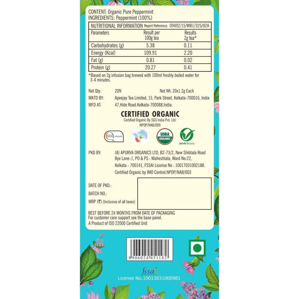 TYPHOO REFRESHING ORGANIC PEPPERMINT 20 TEA BAGS - SuperMarcheStore