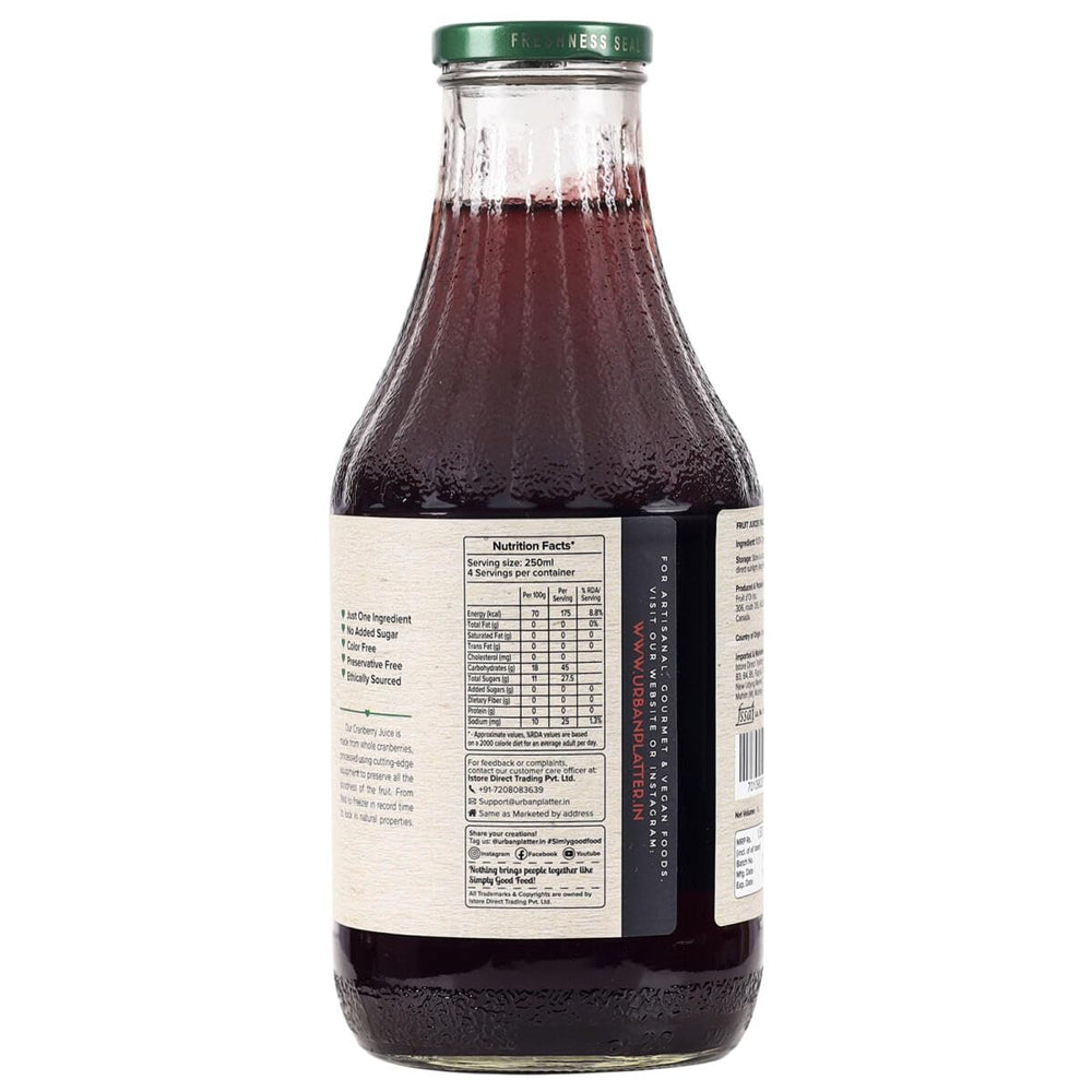 URBAN PLATTER CANADIAN CRANBERRY JUICE 1 L - SuperMarcheStore