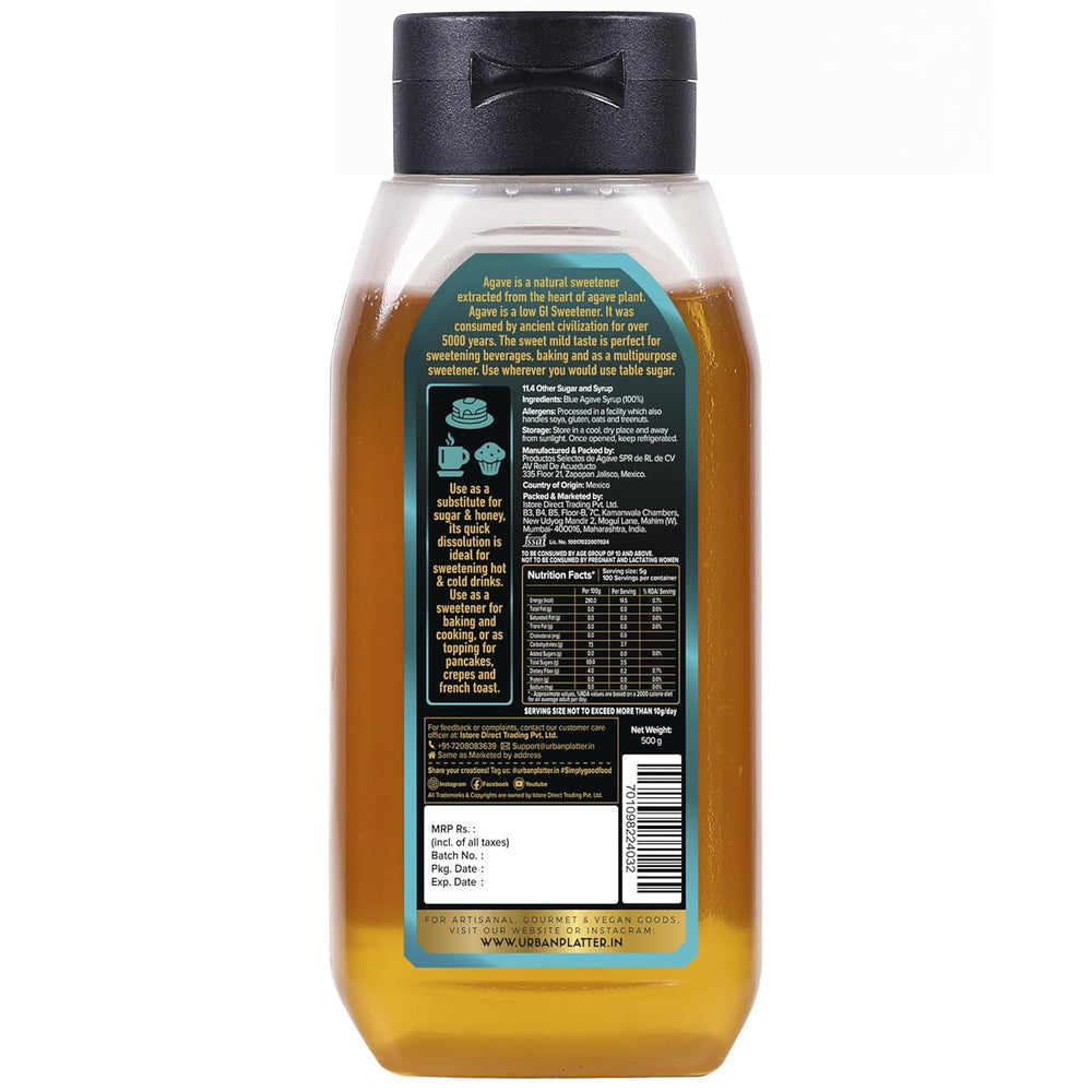 URBAN PLATTER MEXICAN BLUE AGAVE SYRUP 500 GM - SuperMarcheStore