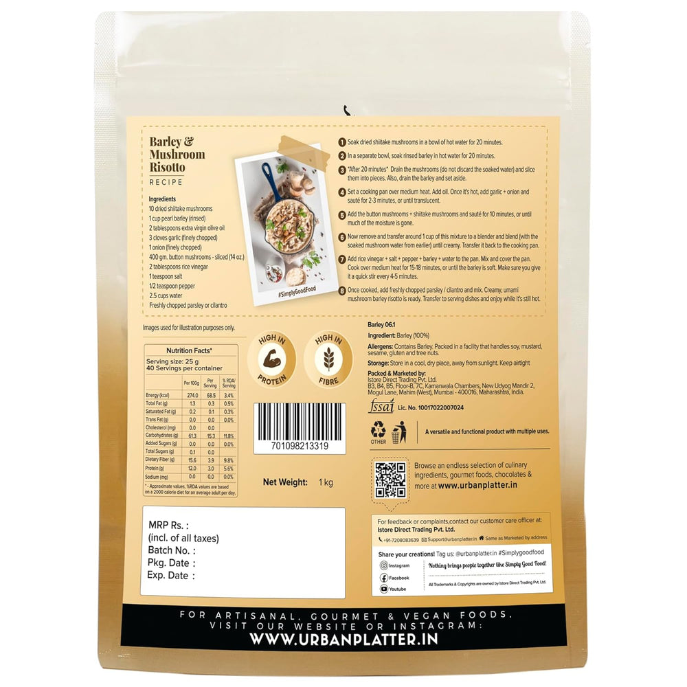 URBAN PLATTER PEARL BARLEY 1KG - SuperMarcheStore