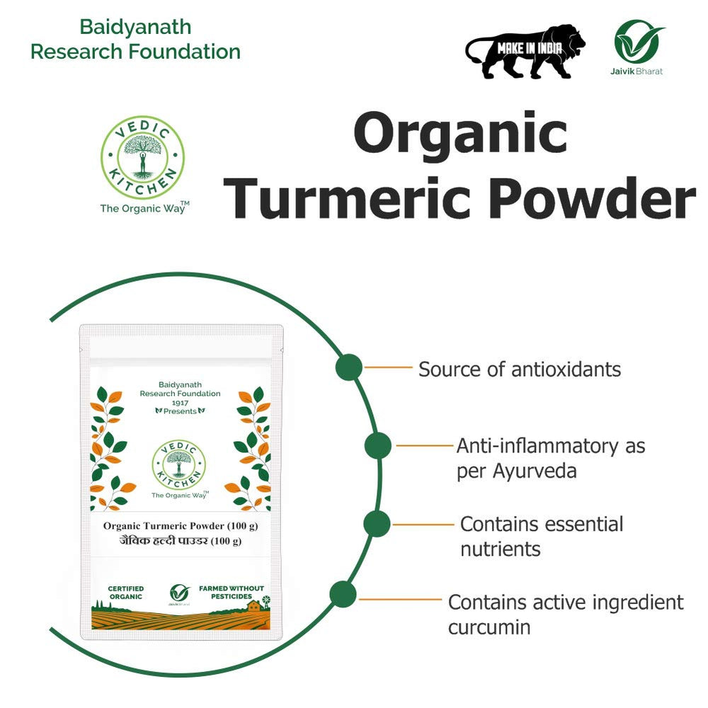 VEDIC KITCHEN ORGANIC TURMERIC POWDER 100 GM - SuperMarcheStore