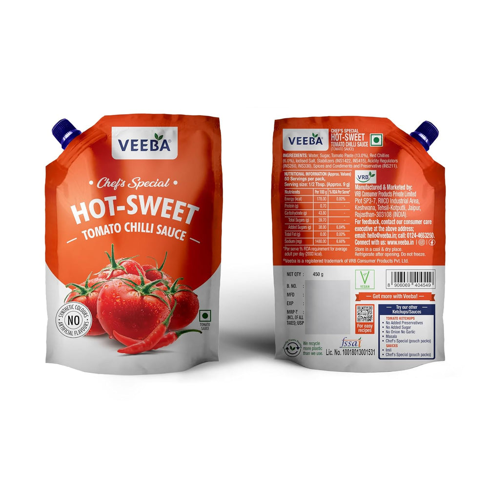 VEEBA CHEFS SPECIAL HOT SWEET TOMATO CHILLI SAUCE 450 GM - SuperMarcheStore