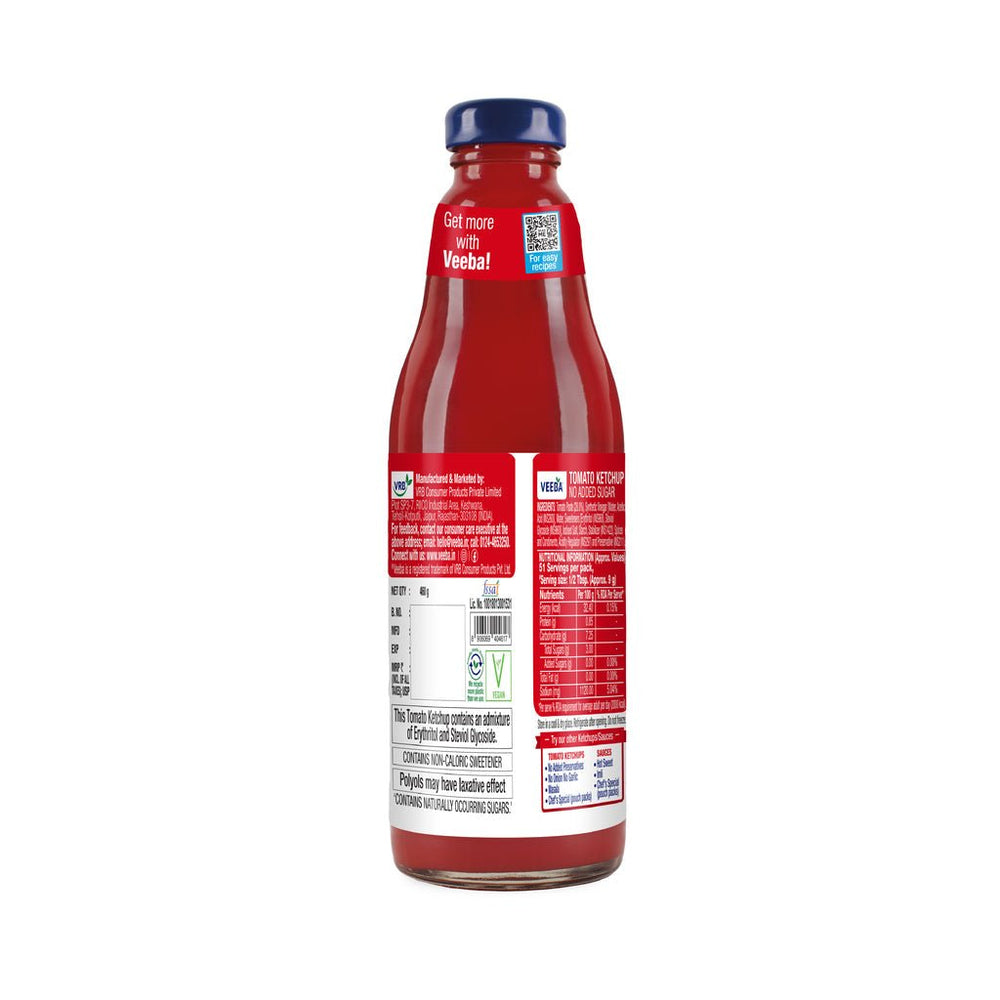 VEEBA TOMATO KETCHUP NO ADDED SUGAR 460 GM - SuperMarcheStore