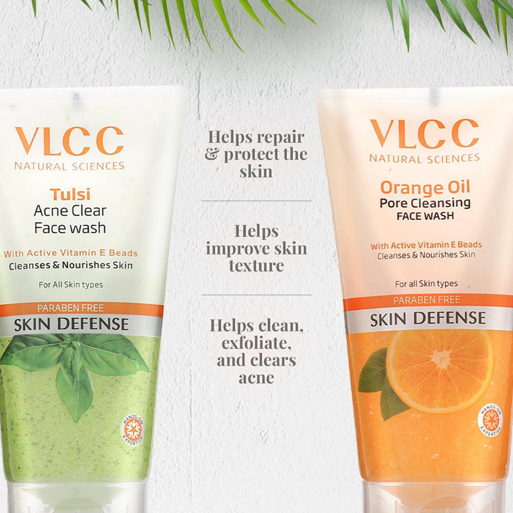 VLCC TULSI FACE WASH+ORANGE OIL FACE WASH 2*150ML) - SuperMarcheStore