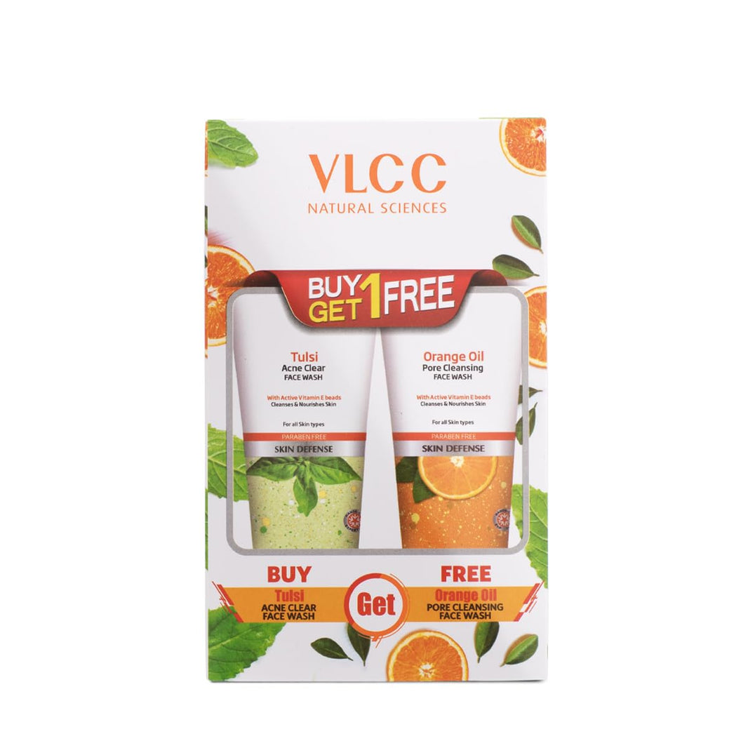 VLCC TULSI FACE WASH+ORANGE OIL FACE WASH 2*150ML) - SuperMarcheStore