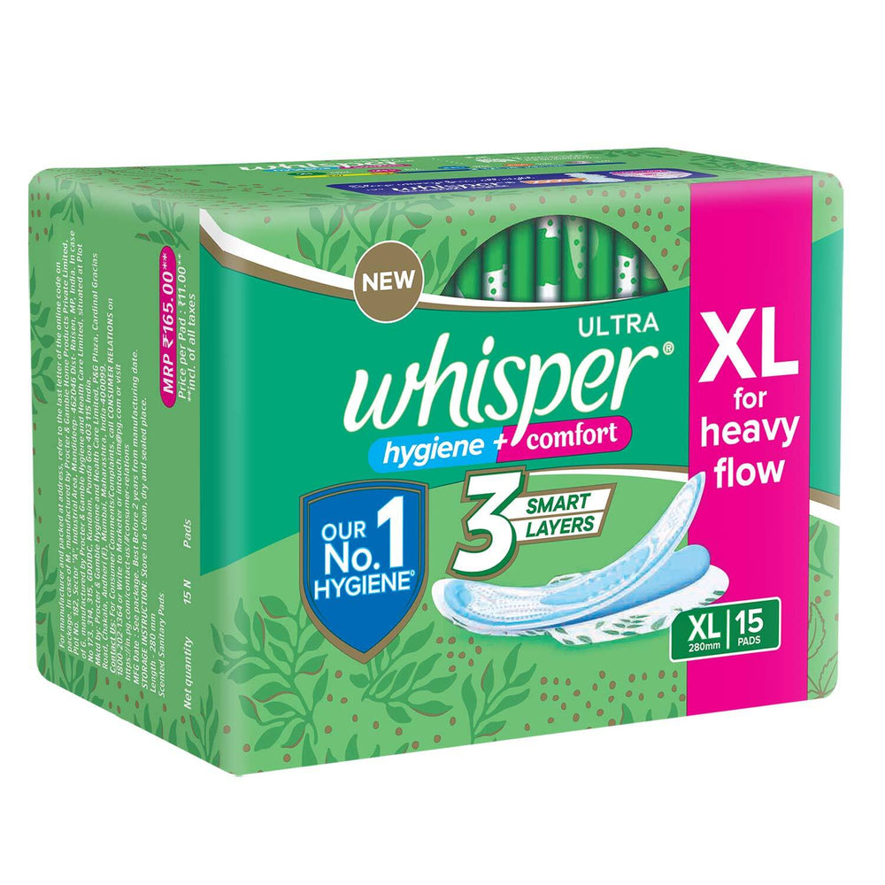 WHISPER ULTRA HYGIENE +COMFORT XL 15PADSS - SuperMarcheStore