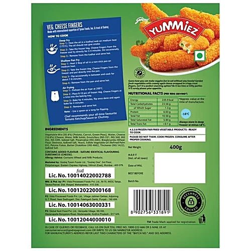 YUMMIES CHEESE FINGER 400G - SuperMarcheStore