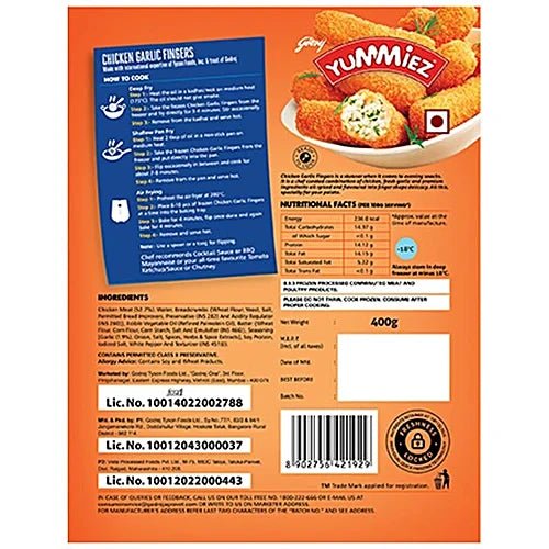 YUMMIES CHICKEN GARLIC FINGER 400G - SuperMarcheStore