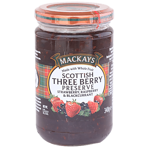 MACKAYS JAM THREE BERRY PRESERVE 340G