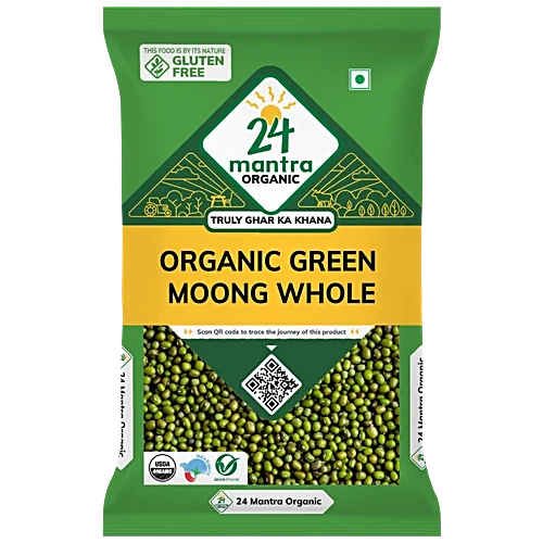 24 MANTRA ORGANIC GREEN MOONG WHOLE 500G