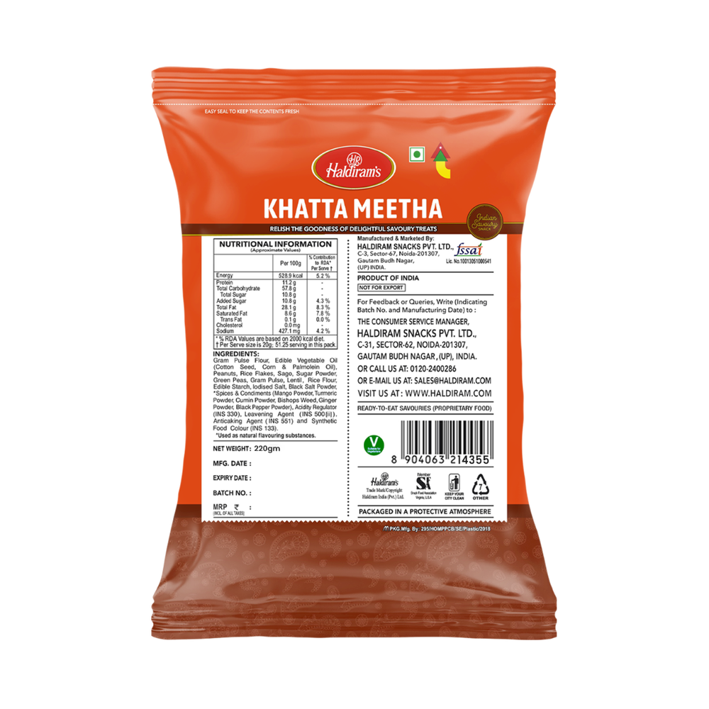 HALDIRAMS KHATTA MEETHA 400+40 GM EXTRA