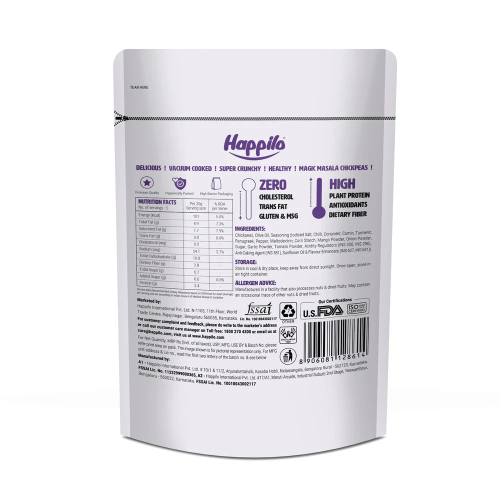 HAPPILO MAGIC MASALA CHICKPEAS 110 GM