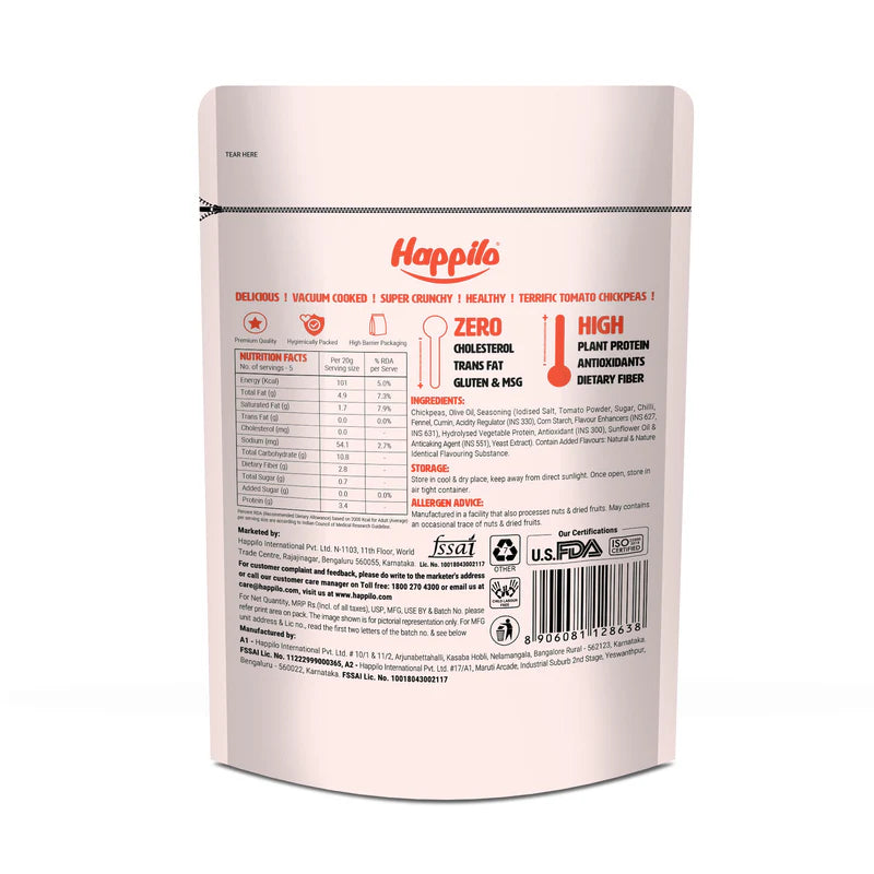 HAPPILO TERIFIC TOMATO CHICKPEAS 110 GM
