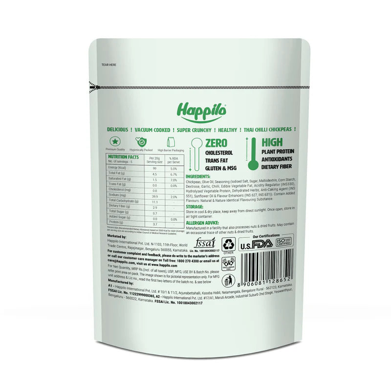 HAPPILO THAI CHILLI CHICKPEAS 110 GM