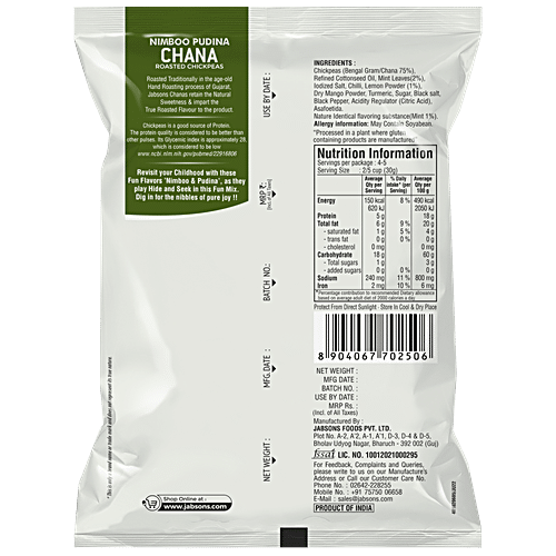 JABSONS ROASTED CHANA NIMBOO PUDINA 150 GM