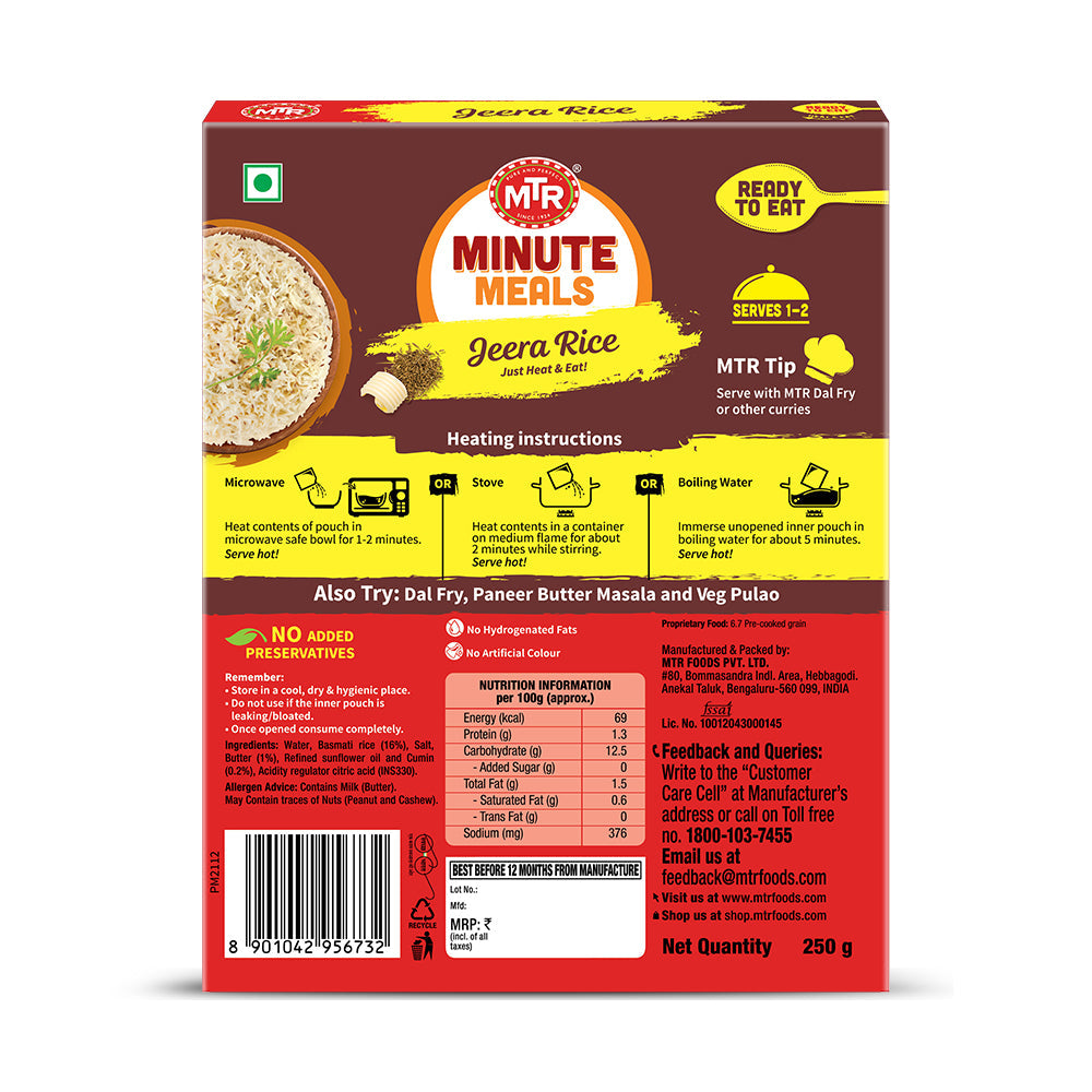 MTR MINUTE MEALS JEERA RICE