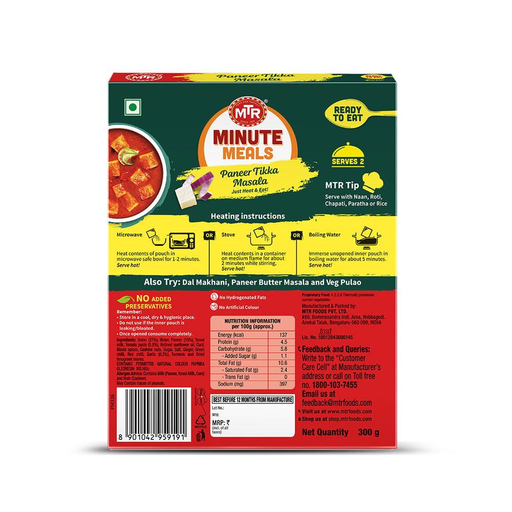 MTR MINUTE MEALS PANEER TIKKA MASALA