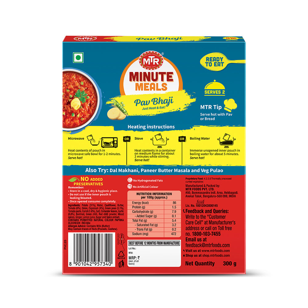 MTR MINUTE MEALS PAV BHAJI