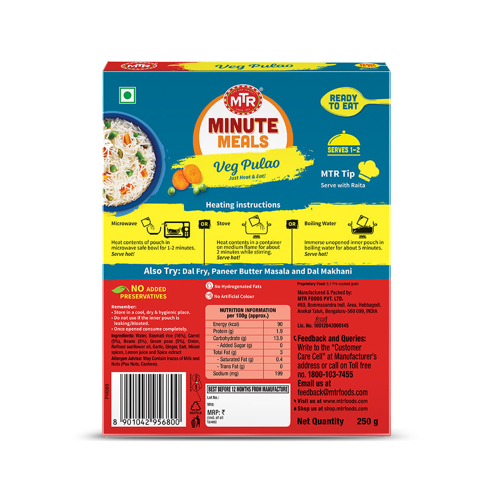 MTR  MINUTE MEALS VEG PULAO