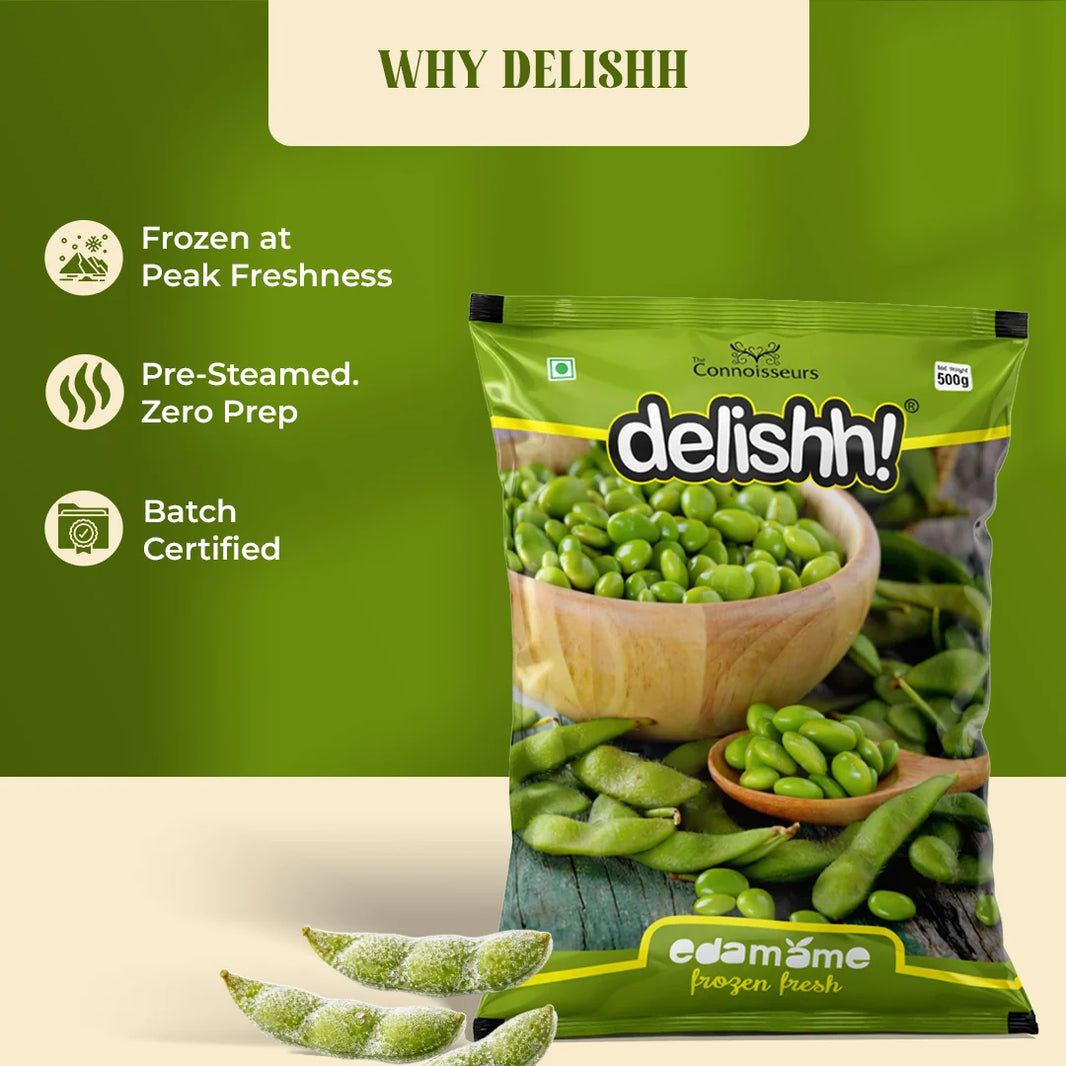 DELISHH EDAMAME BEANS 500 GM