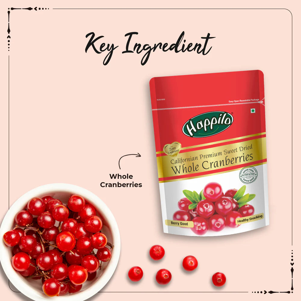HAPPILO CALIFORNIAN WHOLE CRANBERRIES 200 GM