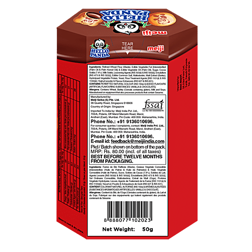 MEIJI HELLO PANDA MILK CHOC FILL 50GM
