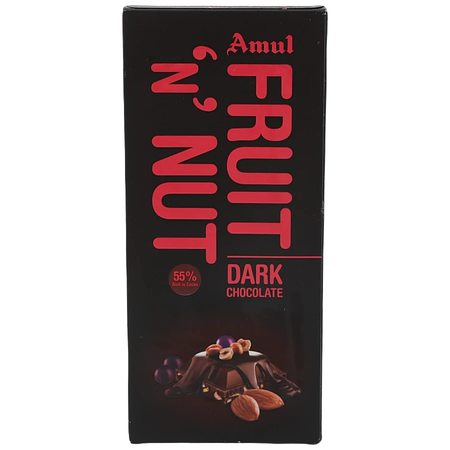 AMUL FRUIT N NUT DARK CHOCLATE 55% RICH IN COCOA 150 GM