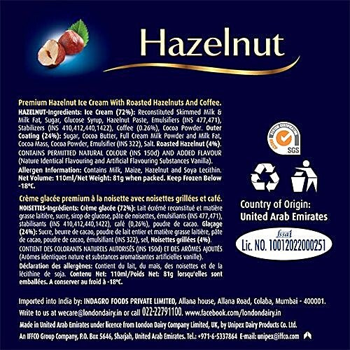 LONDON DAIRY ICE CRM HAZELNUT 110ML