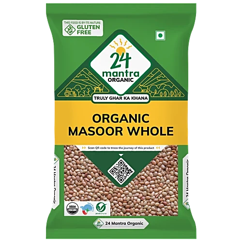 24 MANTRA ORGANIC MASOOR WHOLE, 500GM