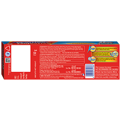 MCVITIES DIGESTIVE 0 ADDED SUGAR 150 GM