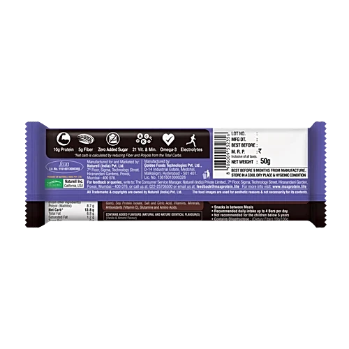 RITE BITE MAX PROTEIN WORK OUT CHOCO ALMOND BAR 50G