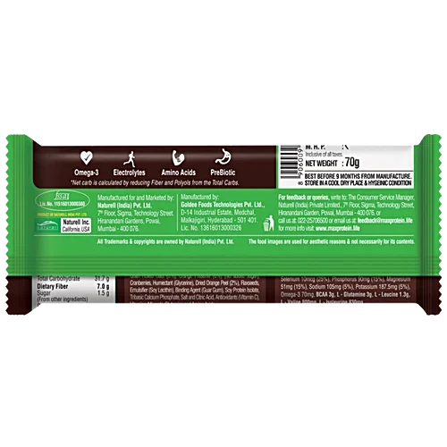RITE BITE MAX PROTEIN GREEN TEA ORANGE BAR 70G