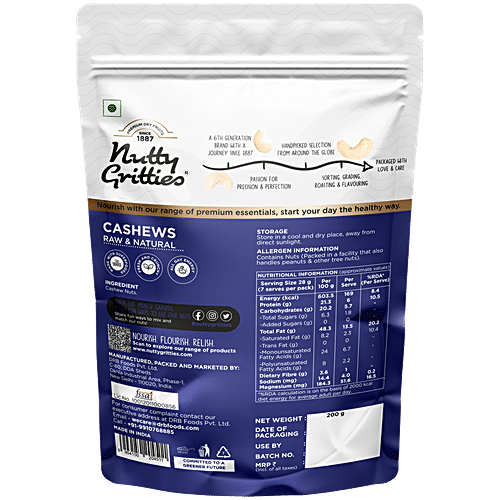 NUTTY GRITTIES - R & S JUMBO CASHEWS 200 GM