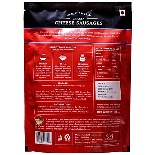 LA CARNE CHICKEN CHEESE SAUSAGES500 GM
