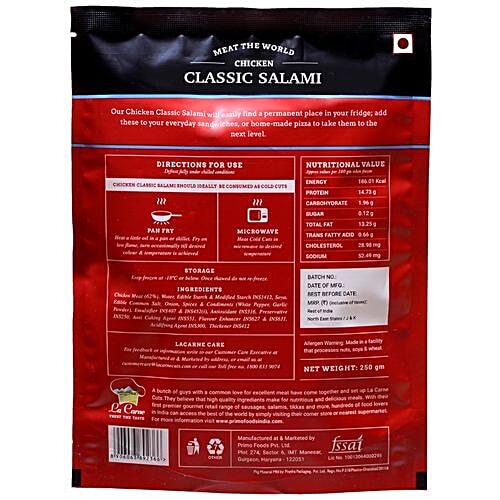 LA CARNE CHICKEN CLASSIC SALAMI250 GM