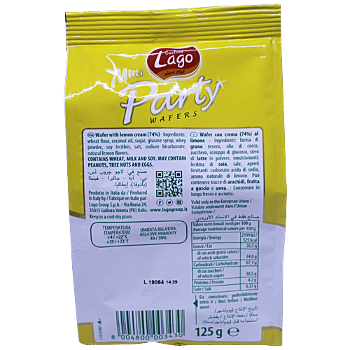 LAGO MINI PARTY WAFFERS LEMON 125G