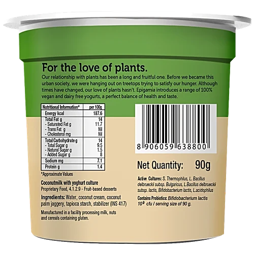 EPIGAMIA COCONUT MILK YOUGHURT WITH JAGGREY 90G