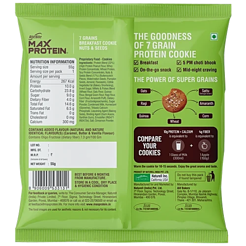 RITE BITE MAX PROTEIN NUTS & SEEDS BREAKFAST COOKIES 55G