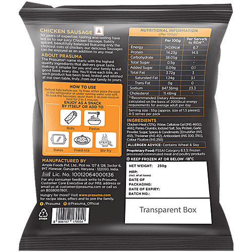 PRASUMA FROZEN CHICKEN SAUSAGE 250GM