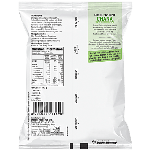 JABSONS ROASTED CHANA LEMON N MINT 140 GM