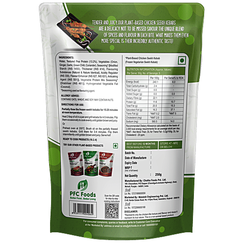 PFC FOODS CHICKEN SEEKH KEBAB 250GM