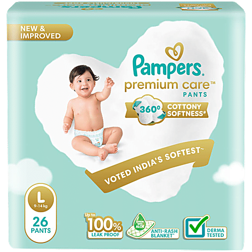 PAMPERS HAPPY SKIN PANTS LARGE 9-14 KG 26N